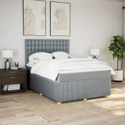 Maison Exclusive - Sängbotten med lameller och ljusgrå madrass 160x200cm Tyg