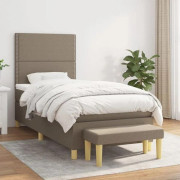 Maison Exclusive - Sängbotten med ribbor och madras Taupe 90x200 cm Tyg