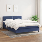 Maison Exclusive - Sängbotten med lameller och madrass Blå 140x200 cm Tyg