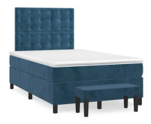 Maison Exclusive - Sängbotten med lameller och mörkblå sängmatta 120x200cm Sammet