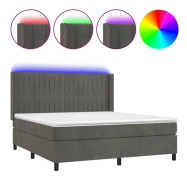 Maison Exclusive - Sängbotten med latten, madrass och LED Mörkgrå 160x200 cm