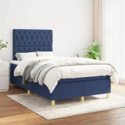 Maison Exclusive - Sängbotten med ribbor och madrass Blå 120x200 cm Tyg