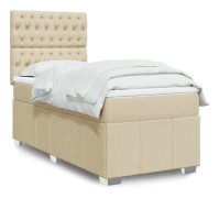 Maison Exclusive - Sängbotten med lameller och madrass Crème 80x200 cm Tyg