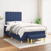 Maison Exclusive - Sängbotten med ribbor och madrass Blå 120x200 cm Tyg