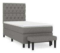 Maison Exclusive - Sänggavel med lattsängbotten och mörkgrå madrass 80x200 cm Tyg