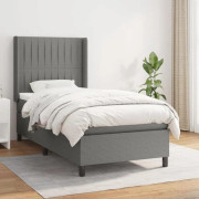 Maison Exclusive - Sängbotten med ribbor och mörkgrå madrass 100x200cm Tyg