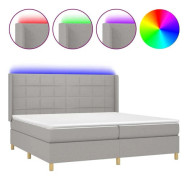 Maison Exclusive - Sängram med lameller madrass LED Ljusgrå 200x200 cm Tyg