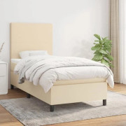 Maison Exclusive - Sängbotten med ribbor och madrass Crème 90x190 cm Tyg