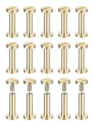 30-pack Mässing Chicago-skruvar, 15x8mm Platt Huvud Skruv Ryggbindningsstolpe Spik Dubb Nitar Fäste För