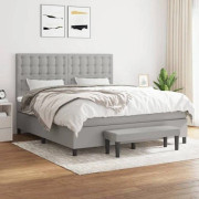Maison Exclusive - Sängbotten med lameller och grått madrass 180x200cm Tyg