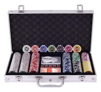 Pokerset med 300 laserchips och aluminiumfodral