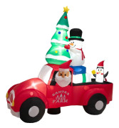 Uppblåsbar jullastbil med tomte och LED-ljus – 220 cm