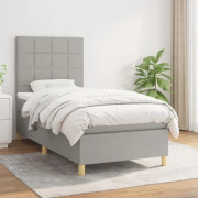 Maison Exclusive - Sängram med ribbotten och ljusgrå madrass 80x200 cm Tyg