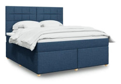 Maison Exclusive - Sängbotten med latten och madrass Blå 180x200 cm Tyg