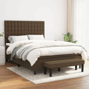Maison Exclusive - Sängbotten med ribbor och mörkbrun madrass 140x190 cm