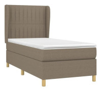 Maison Exclusive - Sängbotten med ribbor och madrass Taupe 90x190 cm Tyg