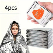 2 st/4 st Förpackning Termiska Mylar Nödfiltar - PET-material, Alla årstider, Handtvätt, Slätväv - Utrymmesbesparande Sur [DB] 4 st