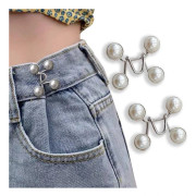 2 midjeförlängare - åtdragningsknappsjusterare, byxmidjespänne, justerbara midjebandsklämmor - för lösa jeans, byxor, kjolar, ärmar