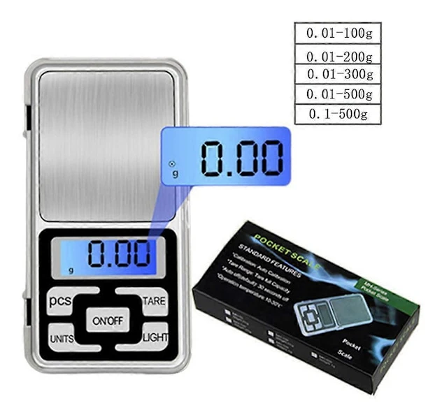 GETIT Mini elektronisk våg med hög noggrannhet 200g/300g/500g x 0.01g /0.1g Fickvåg Kompatibel med guld, sterlingsilver, smycken, kök