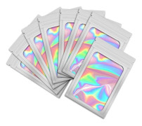 100-pack Presentpåsar 16*9cm Festpåsar Godispåsar Återförslutningsbara Påsar Holografiska Foliepåsar Smyckesförvaringspåsar Förvaringspåsar Återförslutningsbara Med Transparent
