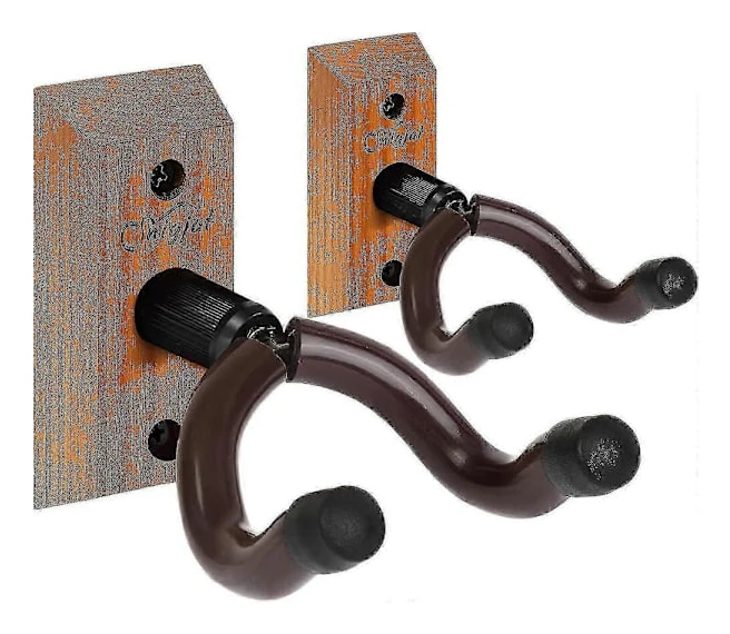 Gitarrhängare 2-pack, Gitarrväggfäste i hårdträ, Roterbar gitarrvägghängare Wit