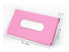 Bil Tissuehållare, Tissue Mask Hållare för Bil, med en Gratis Påse med Pappersnäsdukar, Universal Rosa PU Läder Bil Solskydd Tissue Pappersförvaringsbox Hållare Fodral, H