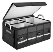 Bagageförvaring med lock, 68 liter isolerad, svart