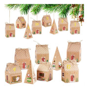 24 st Adventskalender Presentförpackningar - Julgodis Förpackning Triangulära Nummer Klistermärken DIY Fest och Låda För Godisdekorationer_yu