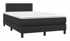 Maison Exclusive - Sängbotten med lameller och svart LED-madrass i konstläder 120x190 cm