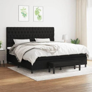 Maison Exclusive - Sängbotten med ribbor och svart madrass 200x200 cm Tyg
