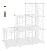 Metal Wire Storage Rack – White – Interlocking 6-Cube Design for Versatile Organization