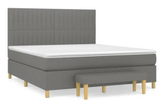 Maison Exclusive - Sängbotten med lameller och mörkgrå madrass 160x200cm Tyg
