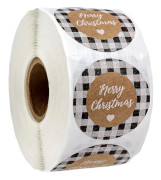 Svart och vit buffelrutig God Jul-etiketter / Jul-tags / 3,8 cm Presentetiketter / Julkuvertförseglingar