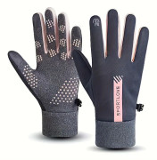 Varma vinterhandskar för damer - Halkfria pekskärmshandskar med fullständiga fingrar, högkvalitativa vinterhandskar Mörk Svart Dark Black One-size