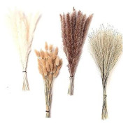 Naturliga torkade Pampasgräsdekorationer - 100 st 44 cm fluffiga blommor för bohemiskt hem