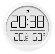 Kompakt Digital Klocka, Termometerhygrometer, Temperatur och Luftfuktighet, Magnetisk Sugkoppsfunktion (Vit)