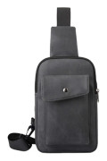 Vandringsbröstväska Herr Sling Bag Ryggsäck Bröstficka Casual Daypacks Crossbody Väska Axelryggsäck för Resor Sport Läder svart grå Leather black gray
