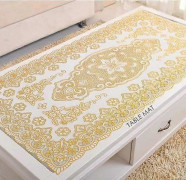 Stora rektangulära broderade bordstabletter med blommigt utskuret mönster, isolerande halkfria PVC-bordstabletter