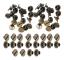 30 Set Boknitar Räfflade Platt Mässing Läderbindningsknapp Spik 9,5x6mm Skruv 4mm (Brons)