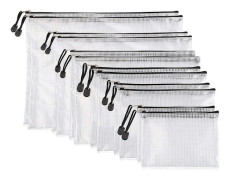 Zip Mesh Bags, 12 Pcs Mesh Zipper Pouch Document Wallet Clear Pvc Zipper File Acsergery Gift