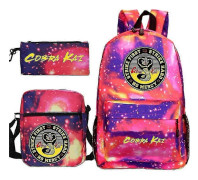 Set med Cobra Kai Ryggsäck Barn Skolväskor Casual Ryggsäckar Tryckta Ryggsäckar Kompatibel med Tonårsflickor Pojkar Reseryggsäckar 14