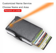 Top Quality Rfid Wallet Men Money Bag Mini Purse Male Aluminium Card W Grey(Name Service)