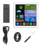 Wireless Weather Clock Digital Thermometer Hygrometer with Touch Screen for Home Use USB 5V