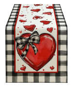 Valentinsdagsbordlöpare, Polka Dots Dekorativ Bondgårdsbordsdekoration för Kök Matplats