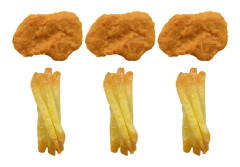 6 st Fake Kycklingnuggets Pommes Frites Konstgjord Friterad Tillagad Mat Modell Matprov (FMY) 7.60X2.70X2.20CM