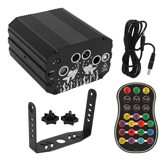 DJ Party Stage Laser Lampa 3000mAh USB Laddning Ljudaktiverad Fjärrkontroll för Klubb KTV Dans