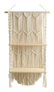 Makramé Väggmonterad Hylla Boho Trä Flytande Hyllor Makramé Tapestry Rack