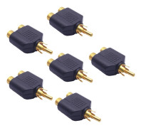 6 st RCA-splitter 1 hane till 2 hona adapter för ljudvideo TV-kabel konverteringskontakt Plug and Play