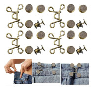 4 Set Byxmidja Åtdragare, Justerbart Midjespänne Set Extra Knapp för Jeans för att Göra Åtdragare Knappjusterare för Byxor Jeans Kjolar Ärmar 5. Bronze