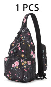 Justerbar Crossbody Väska för Unisex - 38.1cm Oxford Tyg Bröstryggsäck med Flera Fack-CJY Flower C